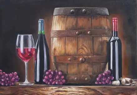 flase vina, grozdje i burence